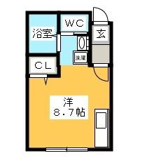 ブルーベリーハウス(ワンルーム/1階)の間取り写真