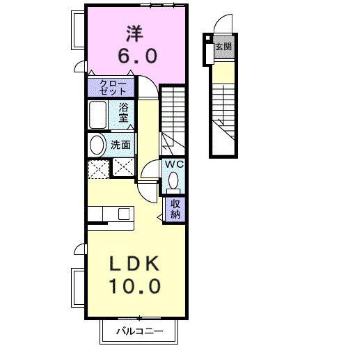 ベル・ポルトA(1LDK/2階)の間取り写真