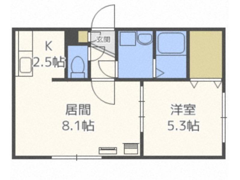 ジュネパレス札幌(1LDK/3階)の間取り写真
