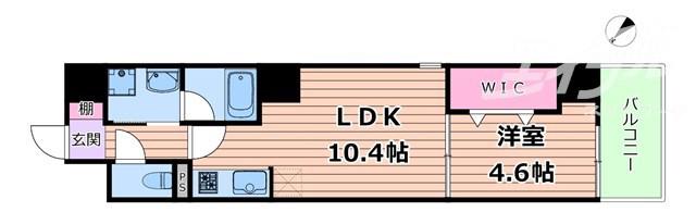 ブロード江坂広芝町レジデンス(1LDK/6階)の間取り写真