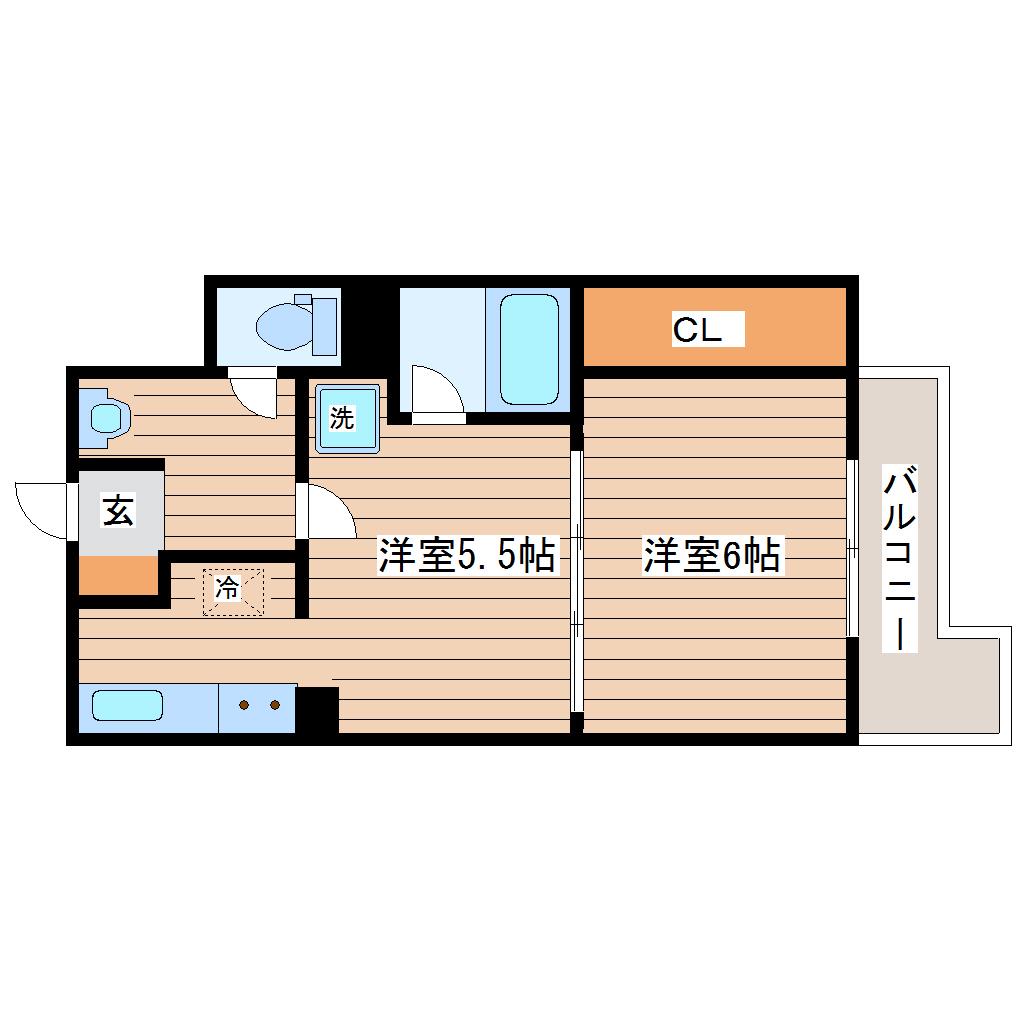 平和マンション北仙台(1DK/5階)の間取り写真