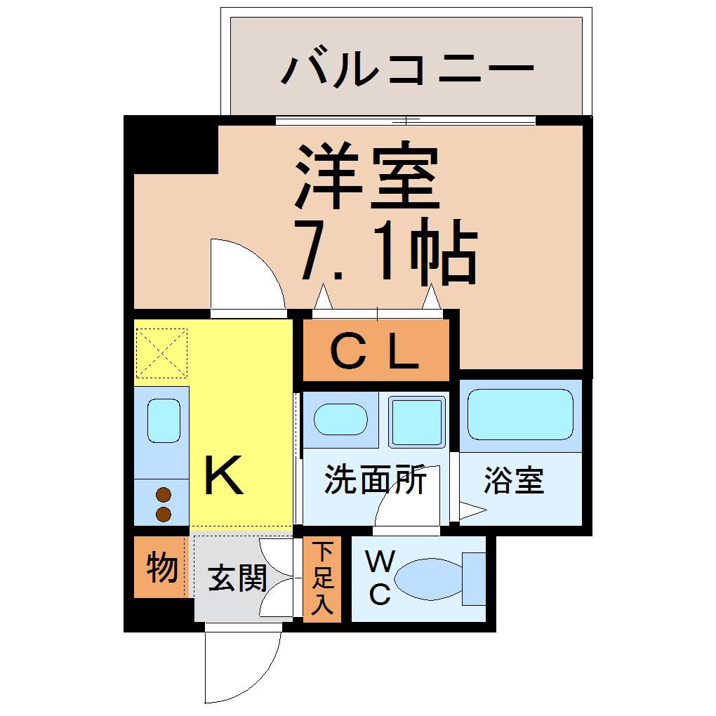 リアライズ代官町(1K/9階)の間取り写真