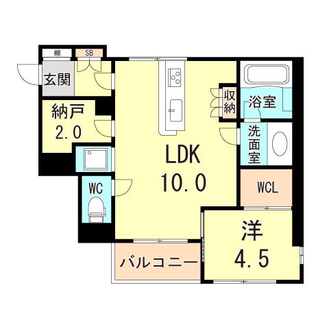 芦屋第一コーポラス(1SLDK/3階)の間取り写真