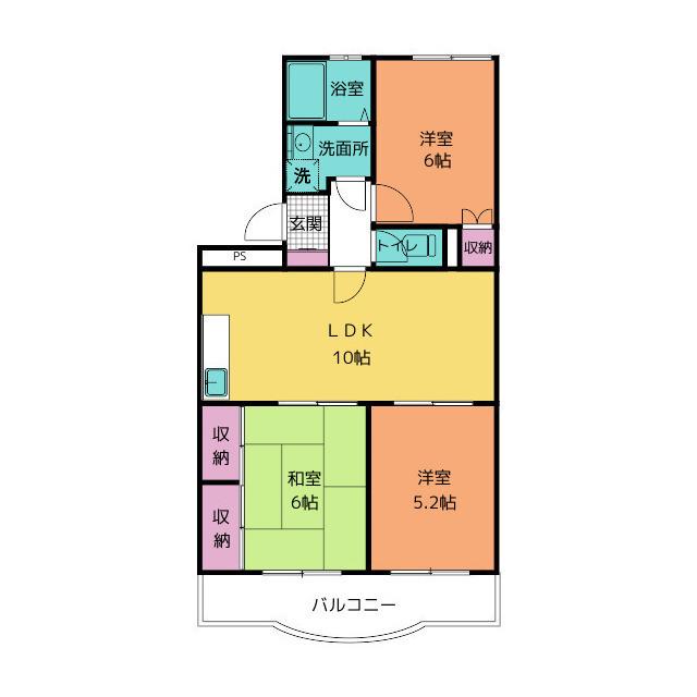 コンフォート・K(3LDK/3階)の間取り写真