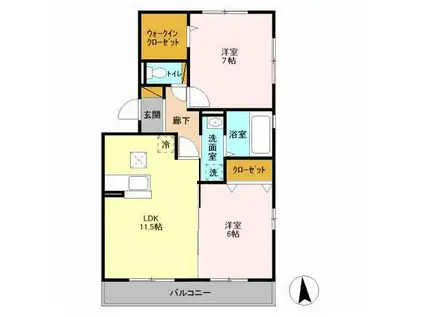 ハイツバンビス(2LDK/1階)の間取り写真