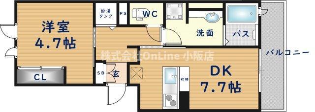ボーセジュール(1DK/1階)の間取り写真