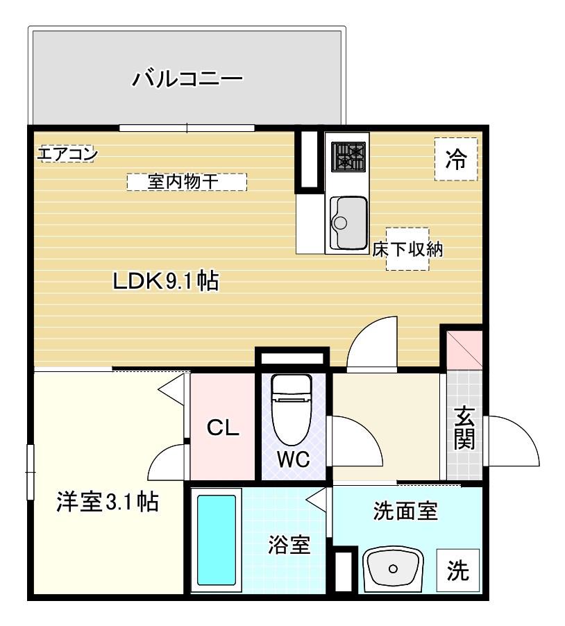 D-ROOM南方(1LDK/1階)の間取り写真