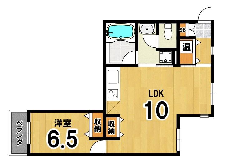 第二下堤谷口マンション(1LDK/4階)の間取り写真