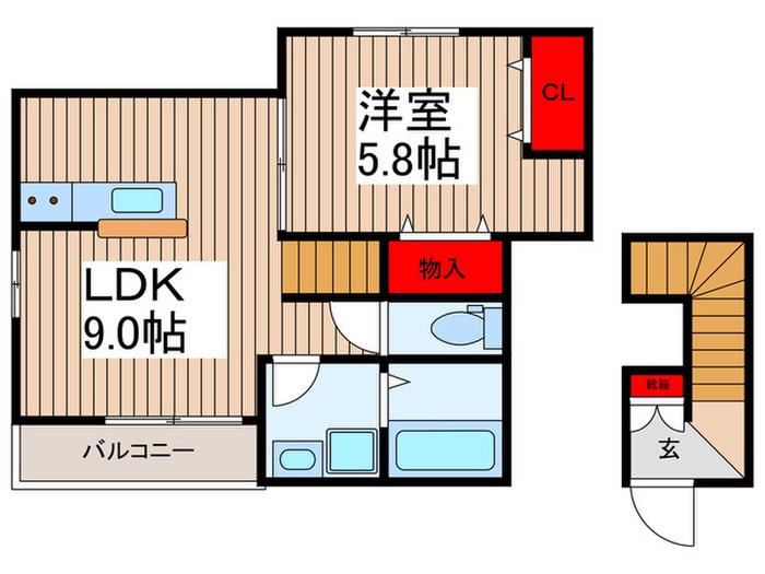 CASA AZUL M(1LDK/2階)の間取り写真