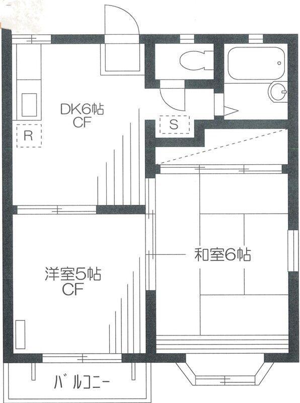 シャトーメープル(2DK/2階)の間取り写真