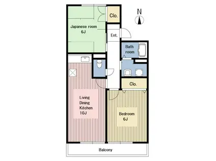 クレセント(2LDK/2階)の間取り写真