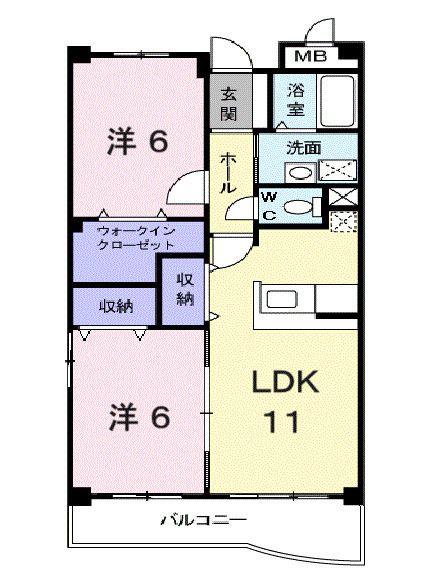 プリムヴェール(2LDK/1階)の間取り写真