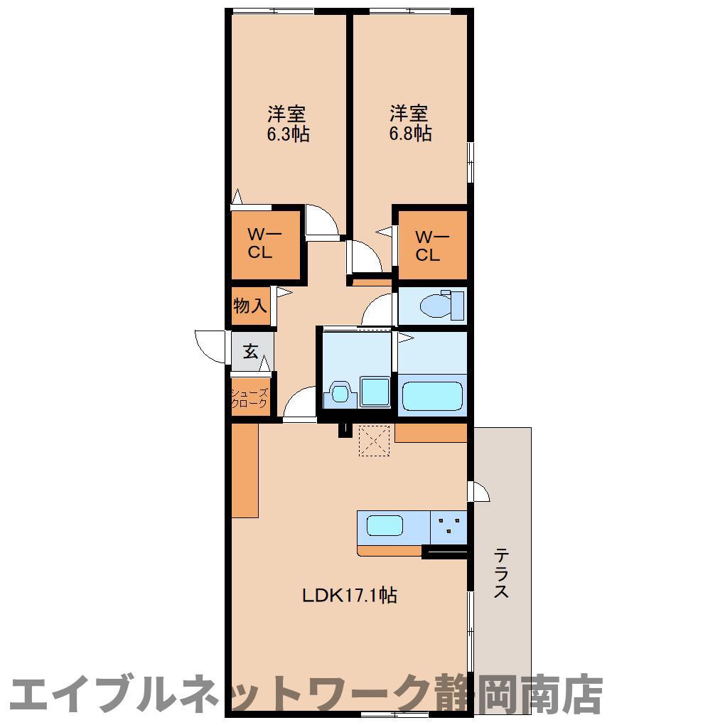 KOMOREBI GARDEN中田本町D(2LDK/1階)の間取り写真