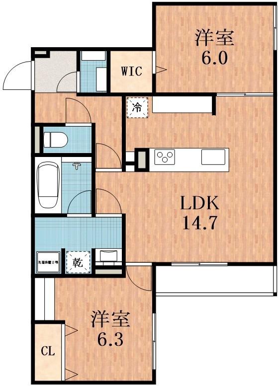 グリーンコート杭全(2LDK/3階)の間取り写真