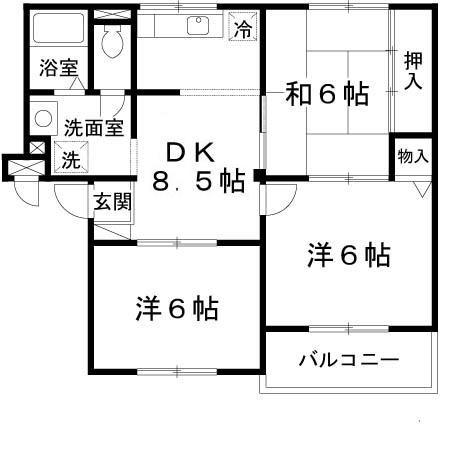 ニューリバーサイド八尾南(3DK/1階)の間取り写真