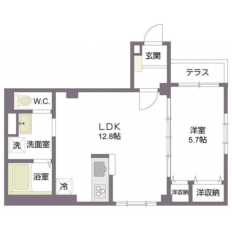 TRINITY SHIROKANE(1LDK/1階)の間取り写真