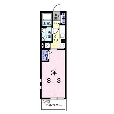 シャルモントゥII(1K/2階)の間取り写真