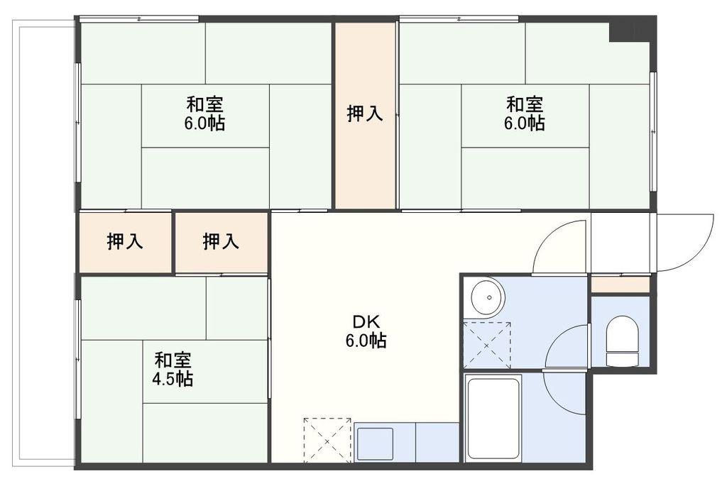 グリーンヒルハイツ(3DK/5階)の間取り写真