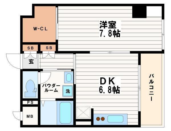 カメリア玉造(1DK/3階)の間取り写真