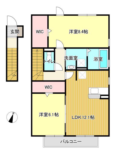 メゾンプレーヌ天竜川 B(2LDK/2階)の間取り写真