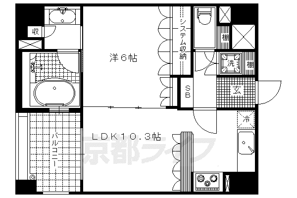 LEGAL京都御所東(1LDK/4階)の間取り写真