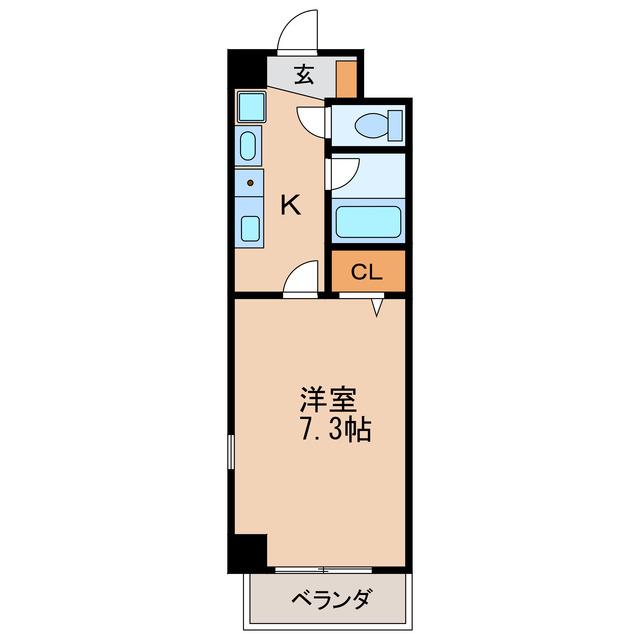 サウスパークイズミ(1K/1階)の間取り写真