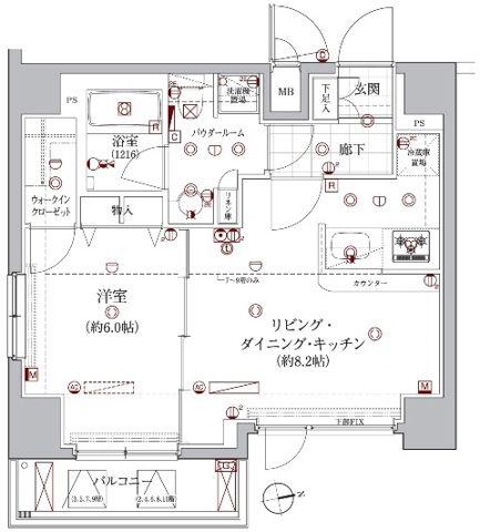 レアライズ浅草(1LDK/2階)の間取り写真
