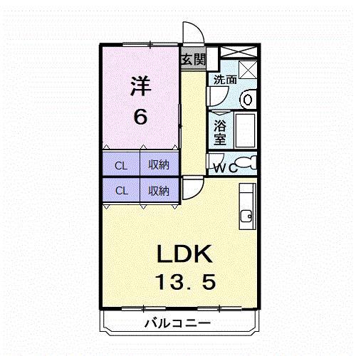 ニューマリッチ羽島(1LDK/2階)の間取り写真