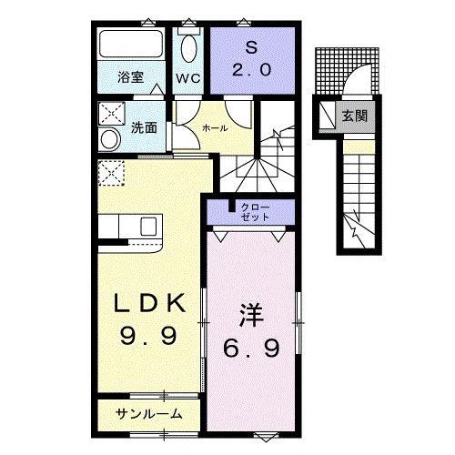 フォルトーナVII(1SLDK/2階)の間取り写真