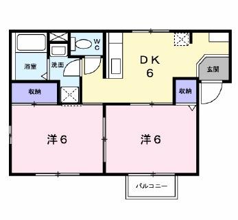 エリアール(2DK/1階)の間取り写真