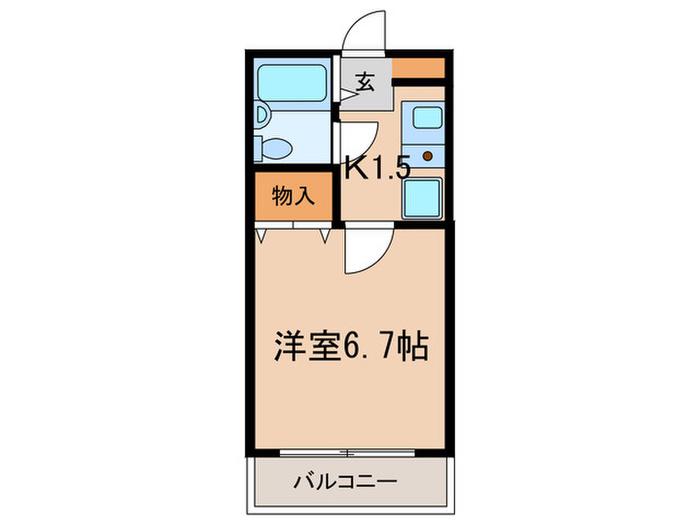 ヒルサイドS(1K/2階)の間取り写真