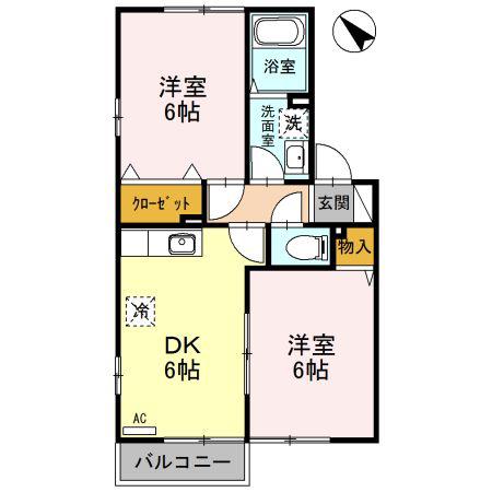 パークハイム(2DK/2階)の間取り写真