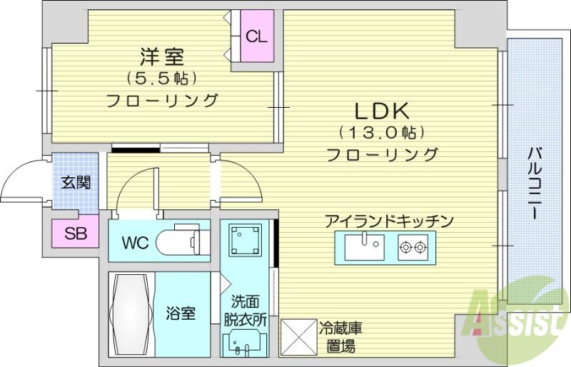 LUANA・AIR・RESIDENCE長町(1LDK/6階)の間取り写真