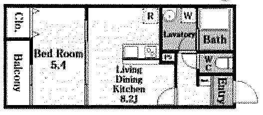 MEW STYLE APARTMENTS(1LDK/2階)の間取り写真