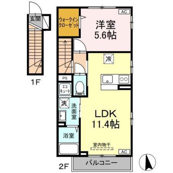 グレースコート(1LDK/1階)の間取り写真
