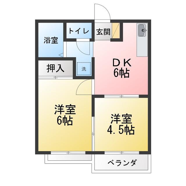 グリーンコーポ(2DK/1階)の間取り写真