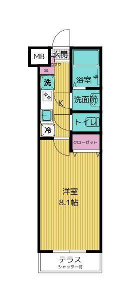 リンクフィールド井の頭(1K/1階)の間取り写真