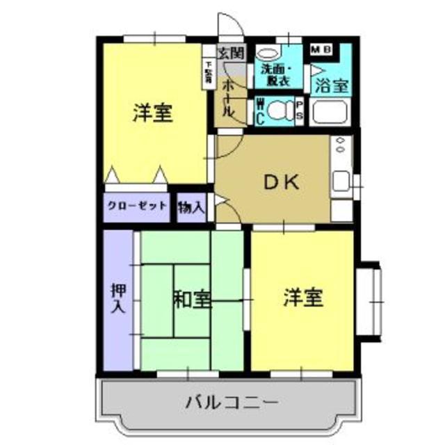 ドゥーズ松ノ木(3DK/2階)の間取り写真