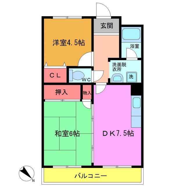 ビラシティ鈴木(2DK/2階)の間取り写真