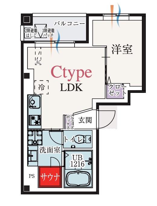 BCASA東伏見(1LDK/2階)の間取り写真