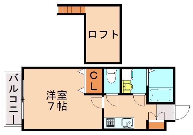 カーサ井尻(1K/1階)の間取り写真