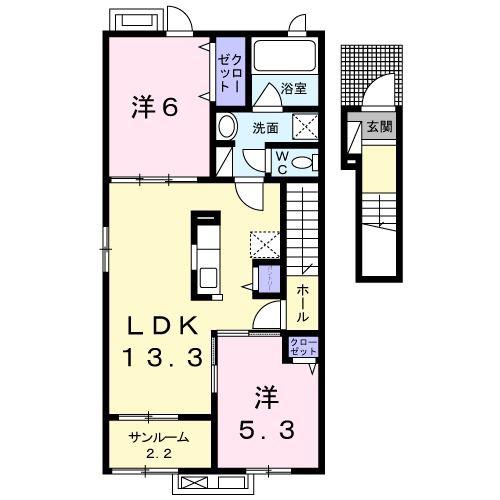 グランリーオ・R II(2LDK/2階)の間取り写真
