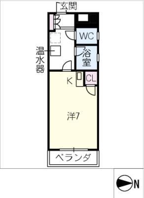 カームダウン喜多山(ワンルーム/2階)の間取り写真