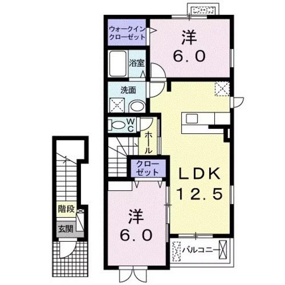 メゾン ド ルミエール II(2LDK/2階)の間取り写真