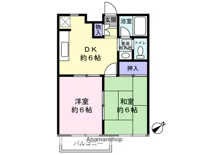 グレイスフルユタカA(2DK/2階)の間取り写真