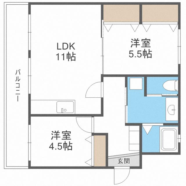 HIIKAWA APARTMENT(2LDK/4階)の間取り写真