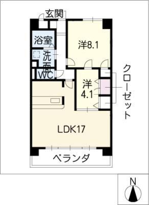 サンハイム中村(2LDK/2階)の間取り写真
