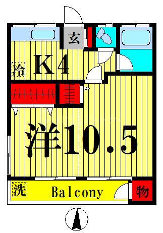 第二諏訪木荘(1K/1階)の間取り写真