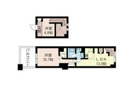 レジデンスシャルマン月島(2LDK/3階)の間取り写真