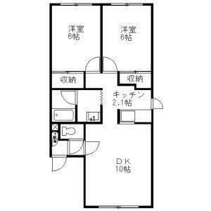 ルミエール西町(2LDK/1階)の間取り写真